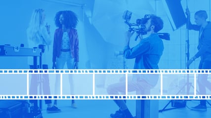 blue-toned graphic of a video shoot